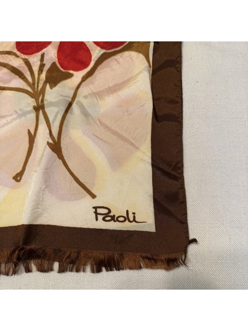 Vintage Paoli Euro Fashion Made In Japan Floral Rectangle Scarf